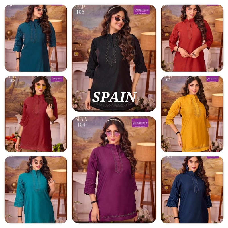 Spain By Rangmaya Vertican Short Tunic Ladies Top